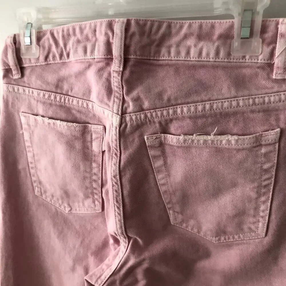 3x1 NYC size 25 Women's distressed straight leg jeans Mineral Rose Pink $367